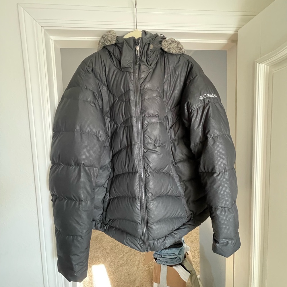 Columbia Coat womens 3X black down filled hooded faux fur puffer